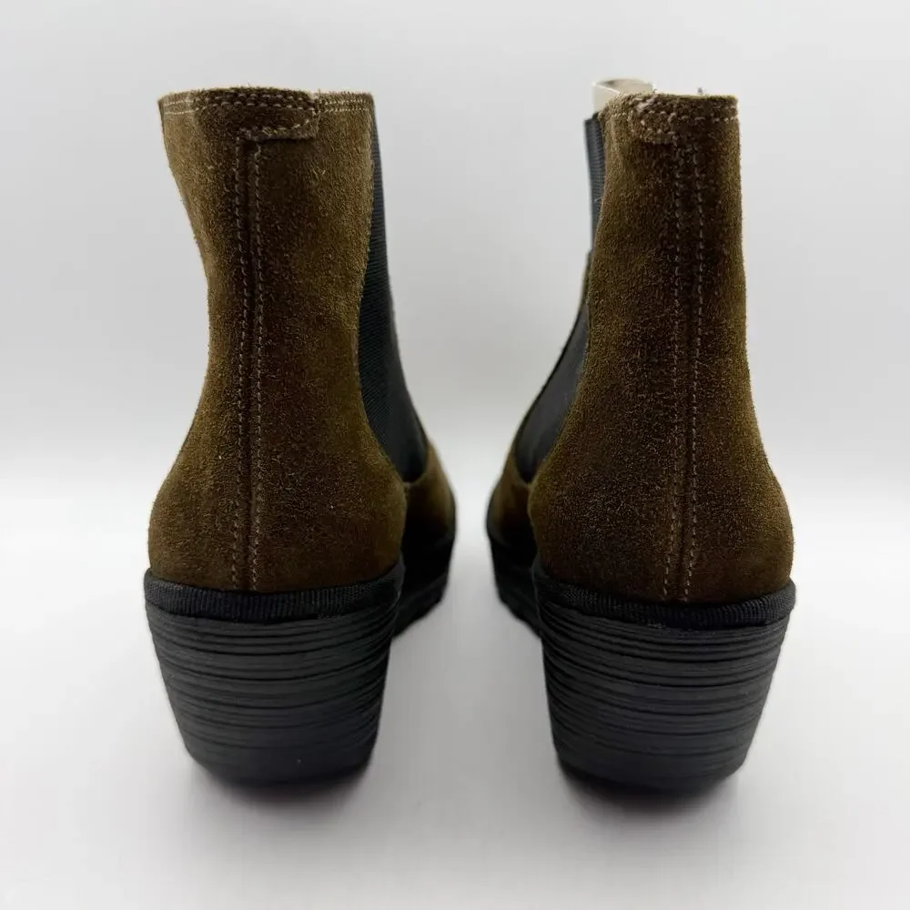 Fly London Womens Wedge Bootie EU 39 US 8-8.5 Brown Suede YADE398FLY NWOB